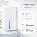 Déshumidificateur d’Air Silencieux 40 dB – Chambre et Salle de Bain